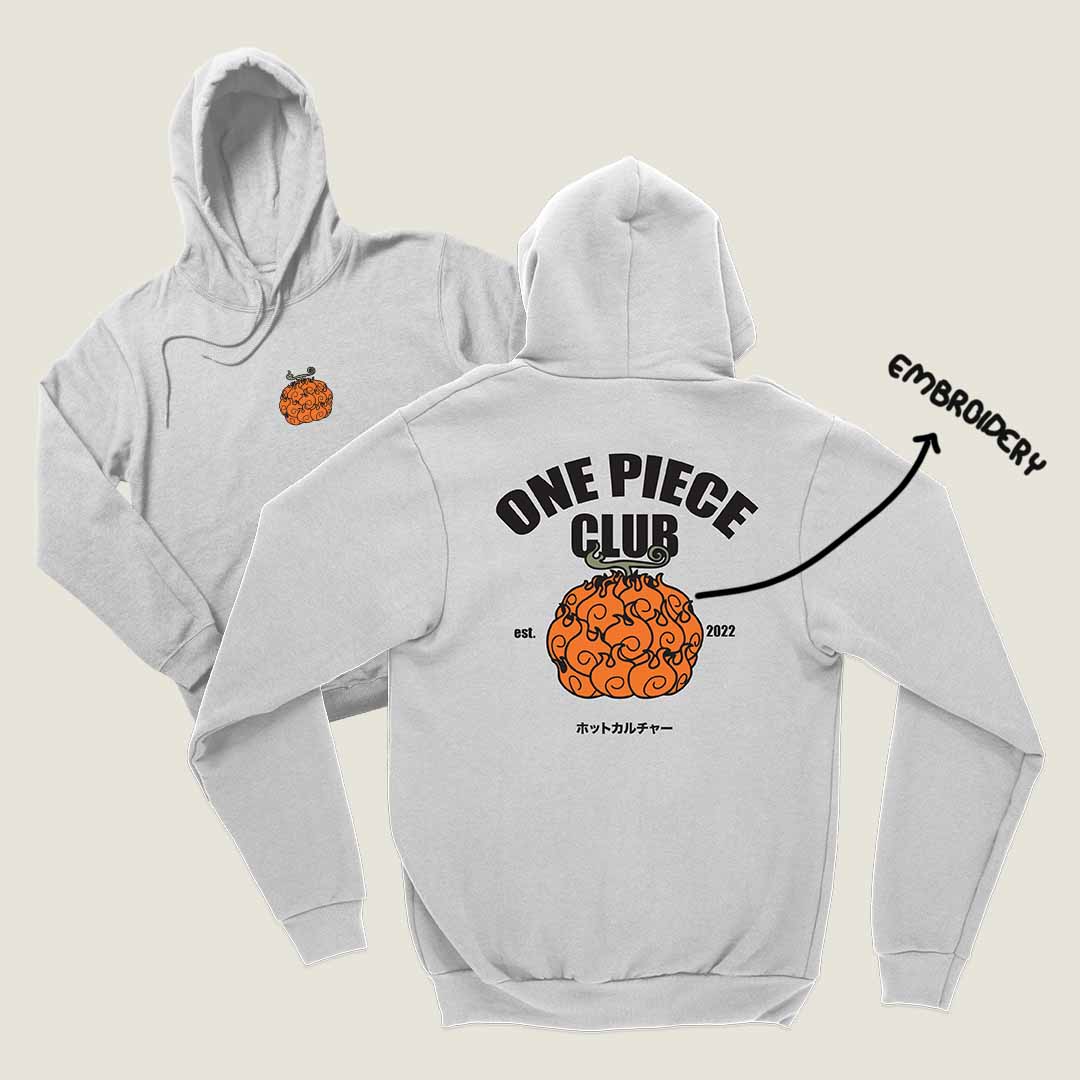 Hoodie One Piece Club | Diseño Exclusivo Hotculture® | Bordado + Serigrafía Digital
