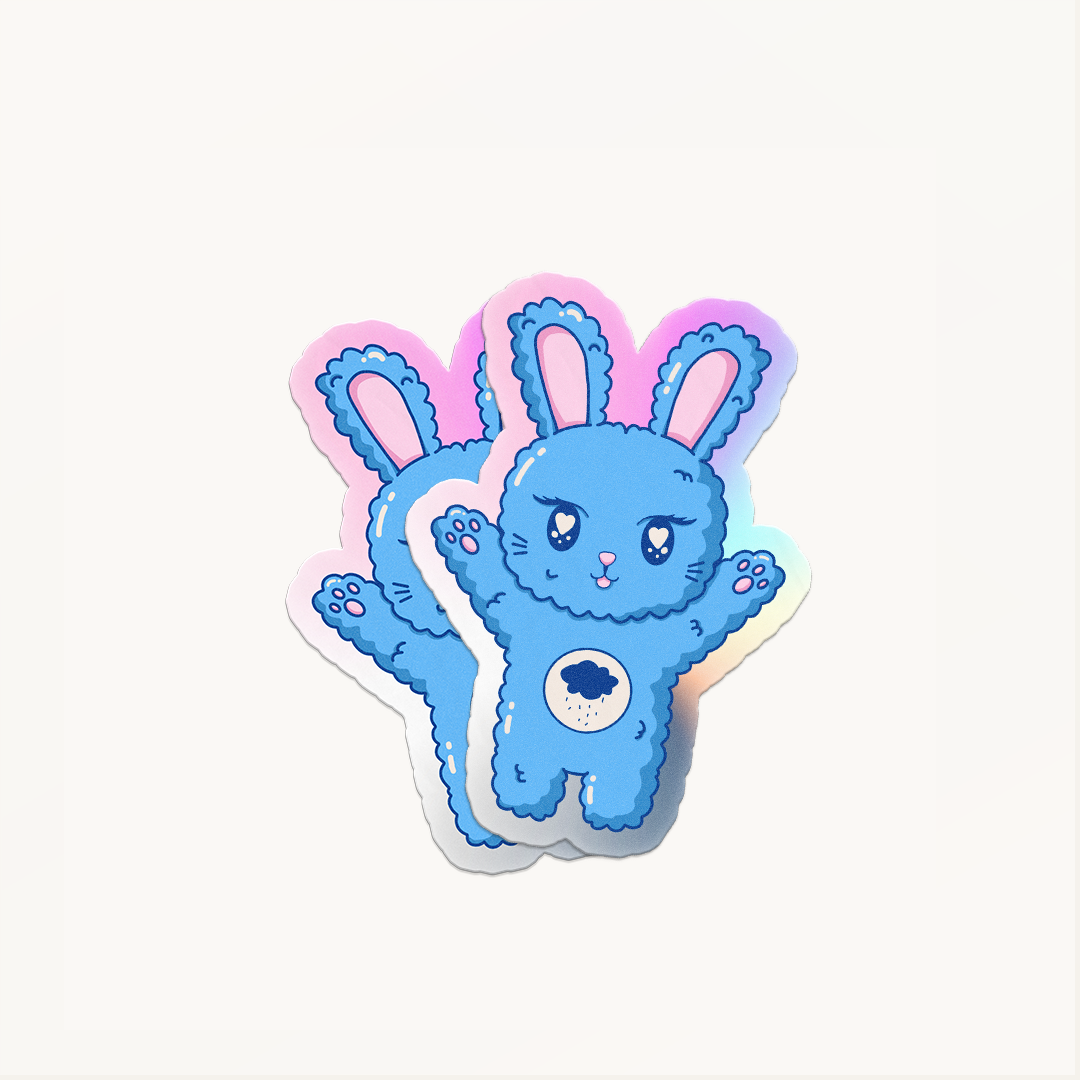 Sticker Carebunnies – Diseño Exclusivo Hotculture® | Holographic Vinyl Sticker 2.5" Water & UV Resistant