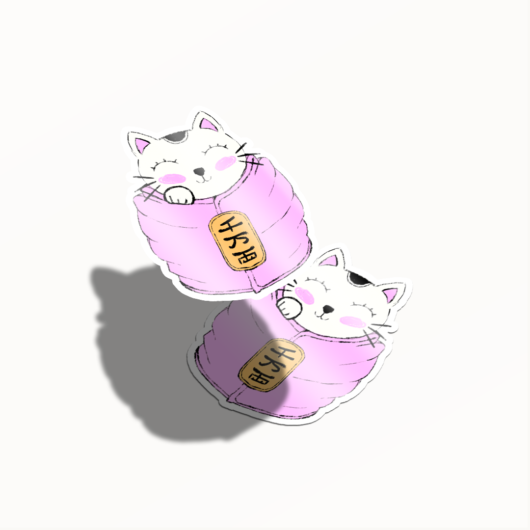Sticker Maneki neko – Diseño Exclusivo Hotculture® | Vinyl Sticker 3" Water & UV Resistant