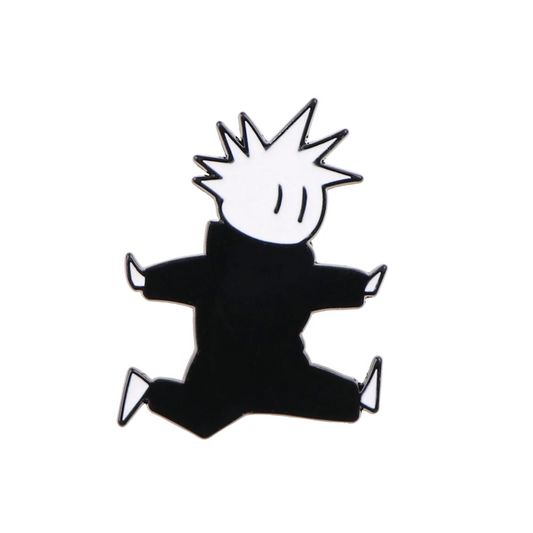 Jumping Satoru Gojo | Black and White Cartoon | Jujutsu Kaisen | ENAMEL PIN