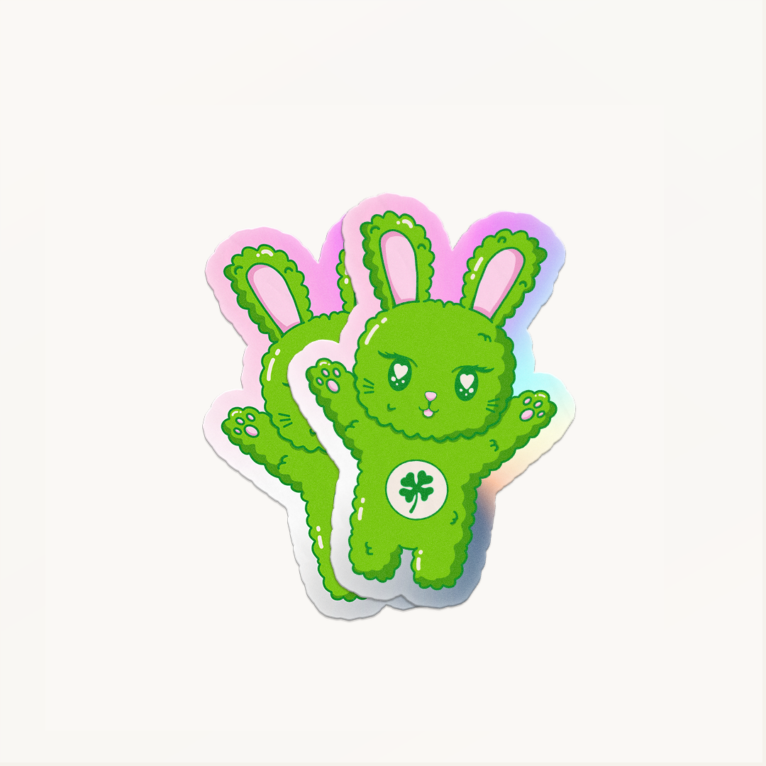 Sticker Carebunnies – Diseño Exclusivo Hotculture® | Holographic Vinyl Sticker 2.5" Water & UV Resistant