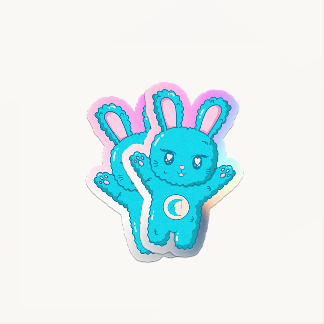 Sticker Carebunnies – Diseño Exclusivo Hotculture® | Holographic Vinyl Sticker 2.5" Water & UV Resistant