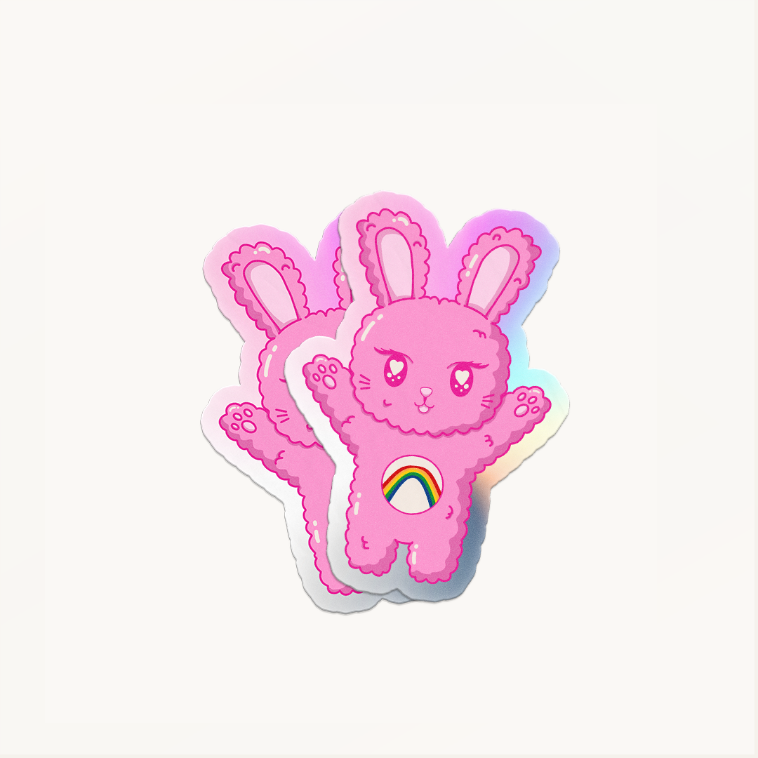 Sticker Carebunnies – Diseño Exclusivo Hotculture® | Holographic Vinyl Sticker 2.5" Water & UV Resistant