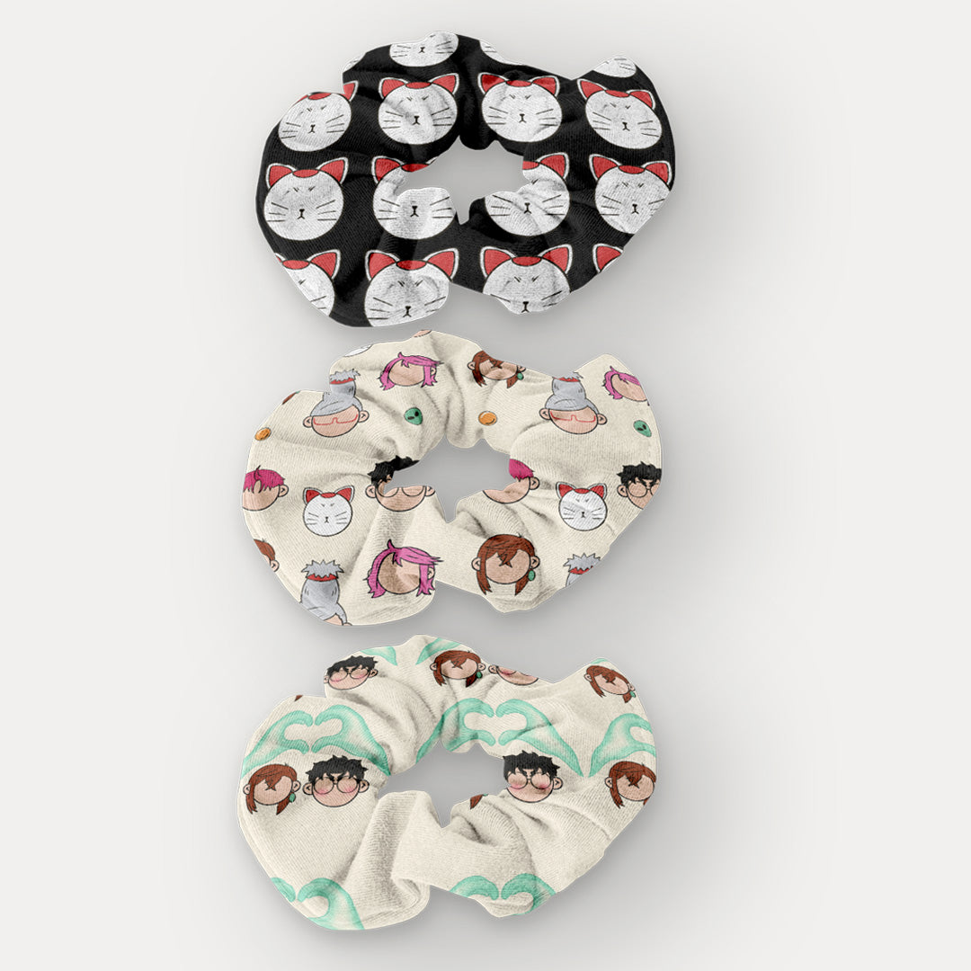Set de Scrunchies Dandadan – Diseño Exclusivo Hotculture® | Pack de 3 Handmade