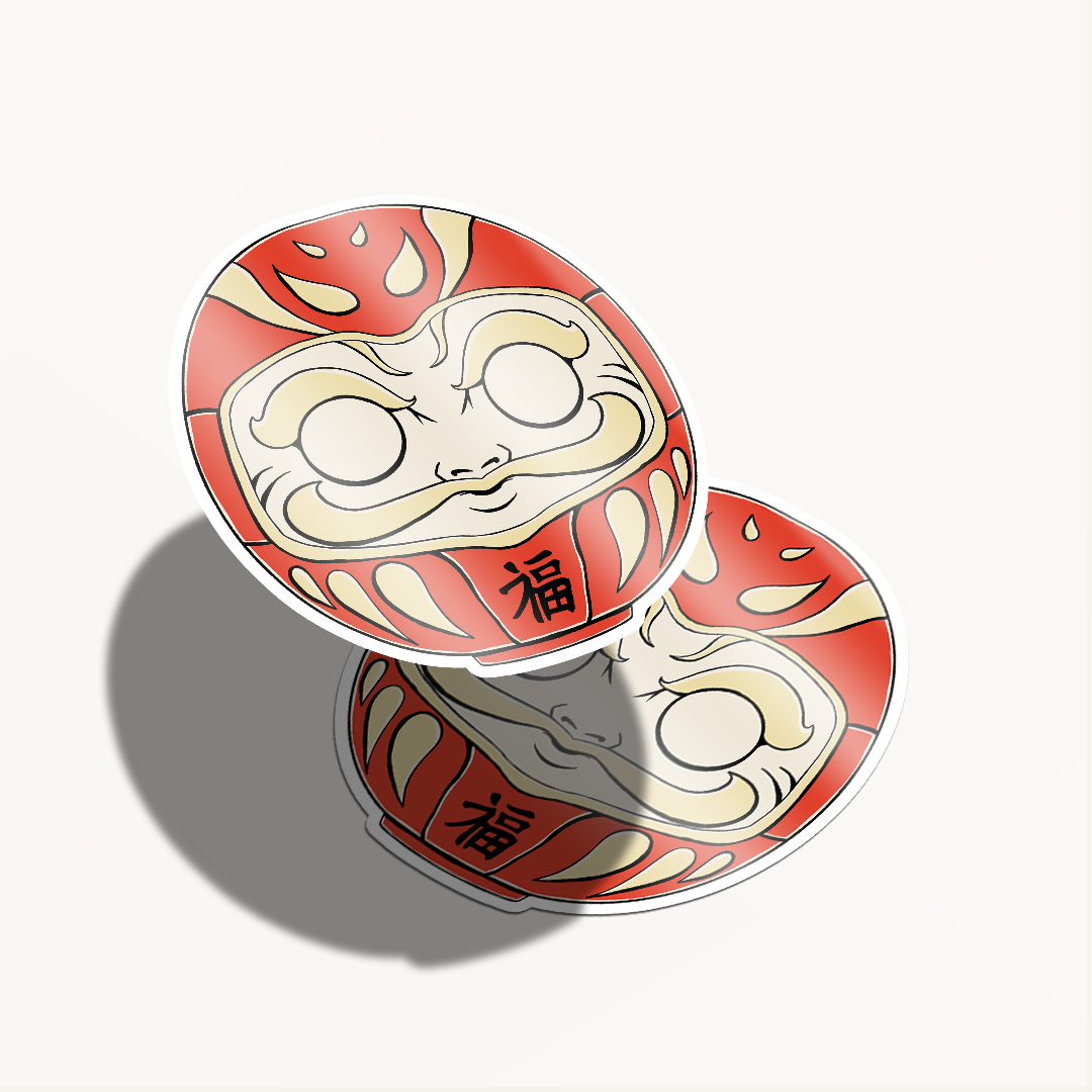 Daruma Sticker – Amuleto de la Suerte Japonés | Resistente al Agua y UV