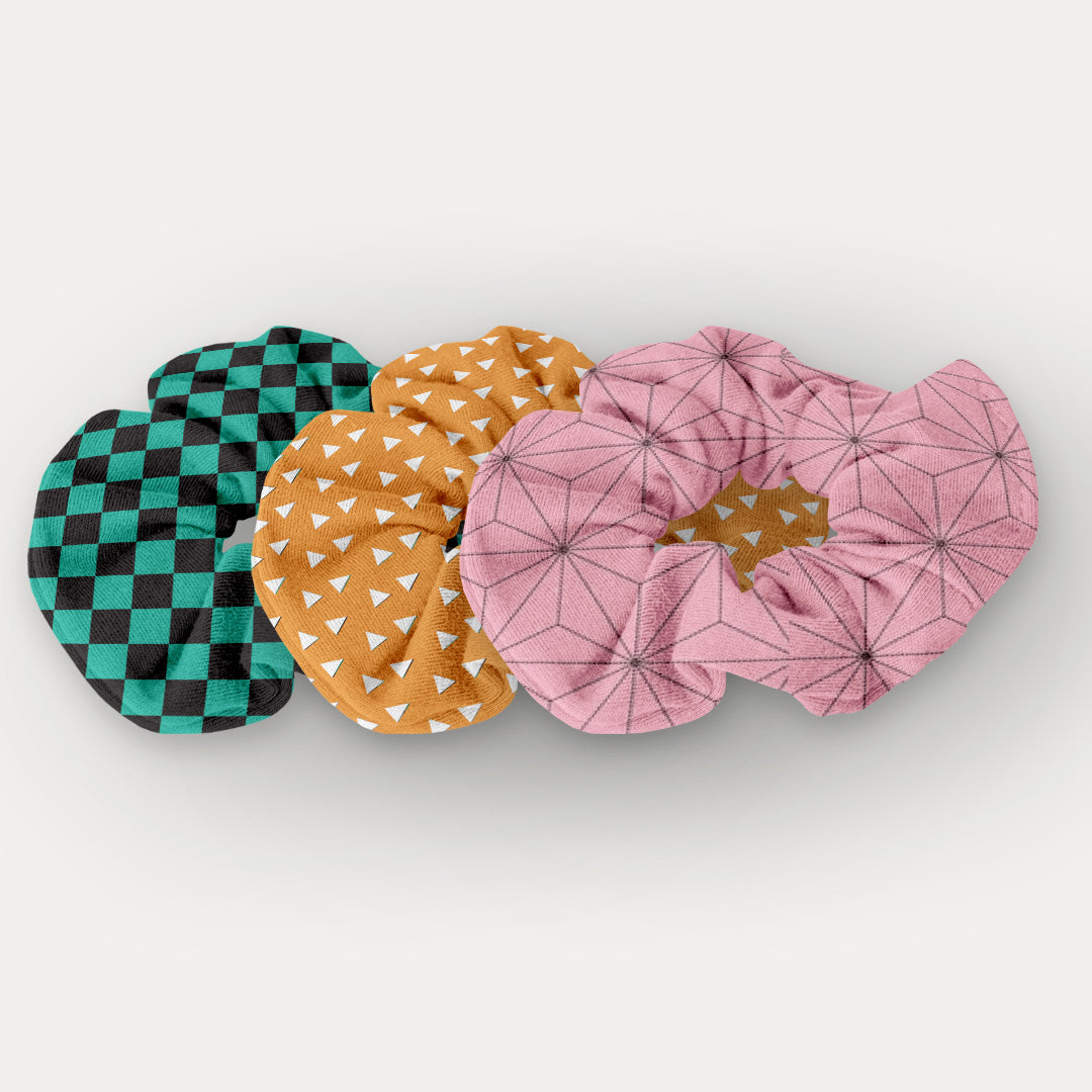 Set de Scrunchies Anime Demon Slayer – Pack de 3 | Hotculture® Handmade