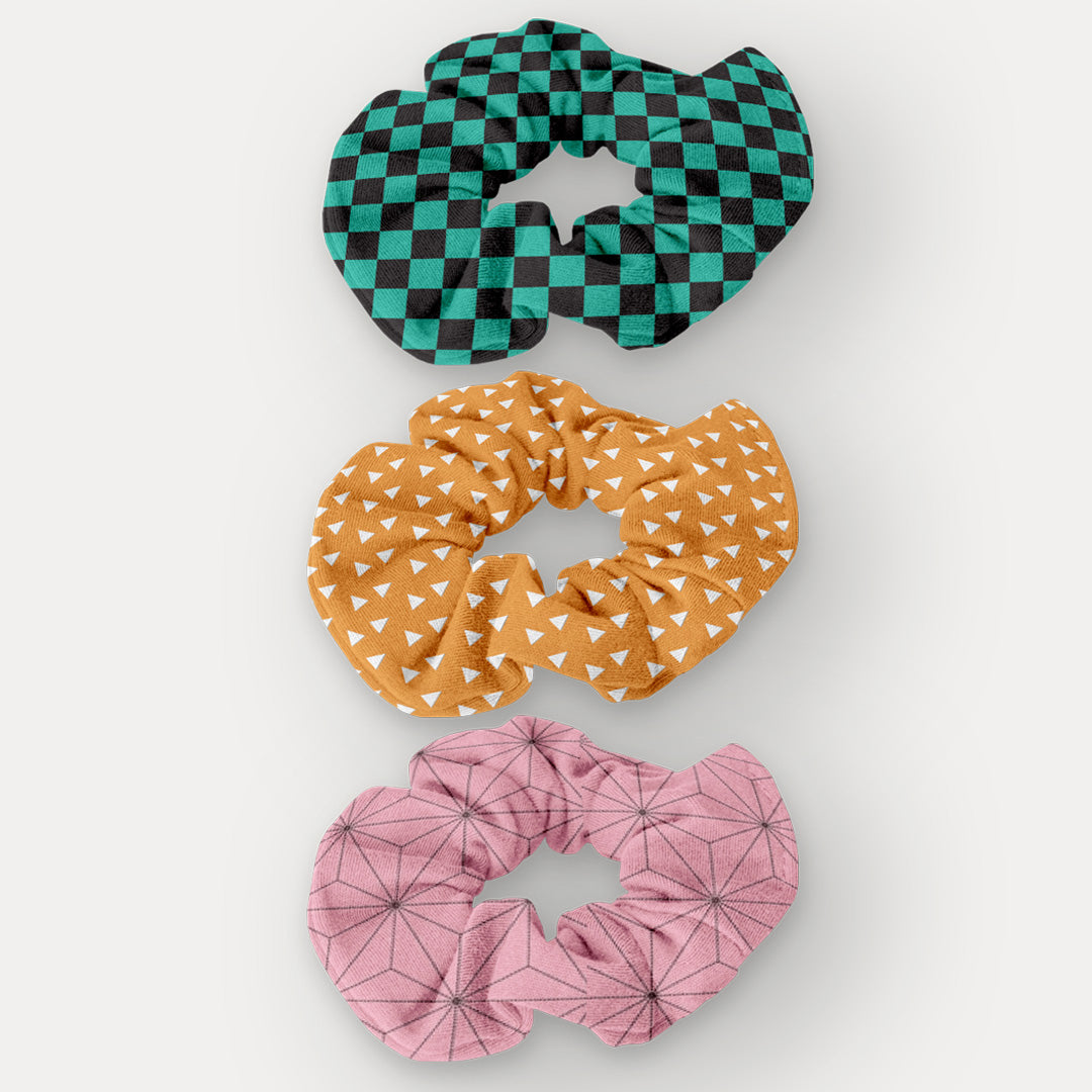 Set de Scrunchies Anime Demon Slayer – Pack de 3 | Hotculture® Handmade