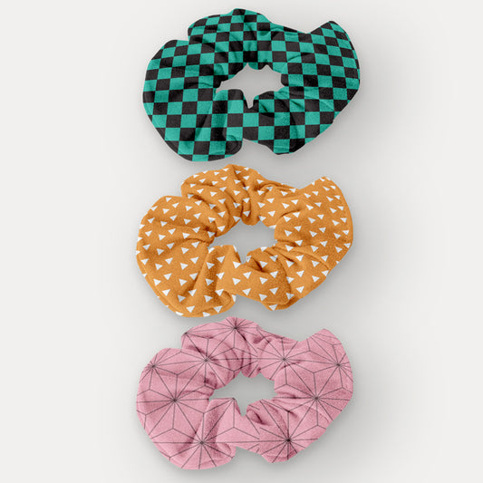 Set de Scrunchies Anime Demon Slayer – Pack de 3 | Hotculture® Handmade
