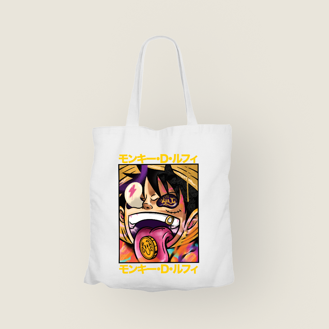 Luffy x JuankyStudio Totebag Clásico de Canvas | Color Blanco | Tamaño Estándar | Hotculture®