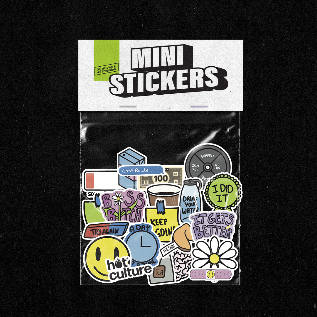 Mini Sticker Packs – Anime, Motivational & Pop Culture | UV & Water Resistant | 20 Stickers + 2 Freebies