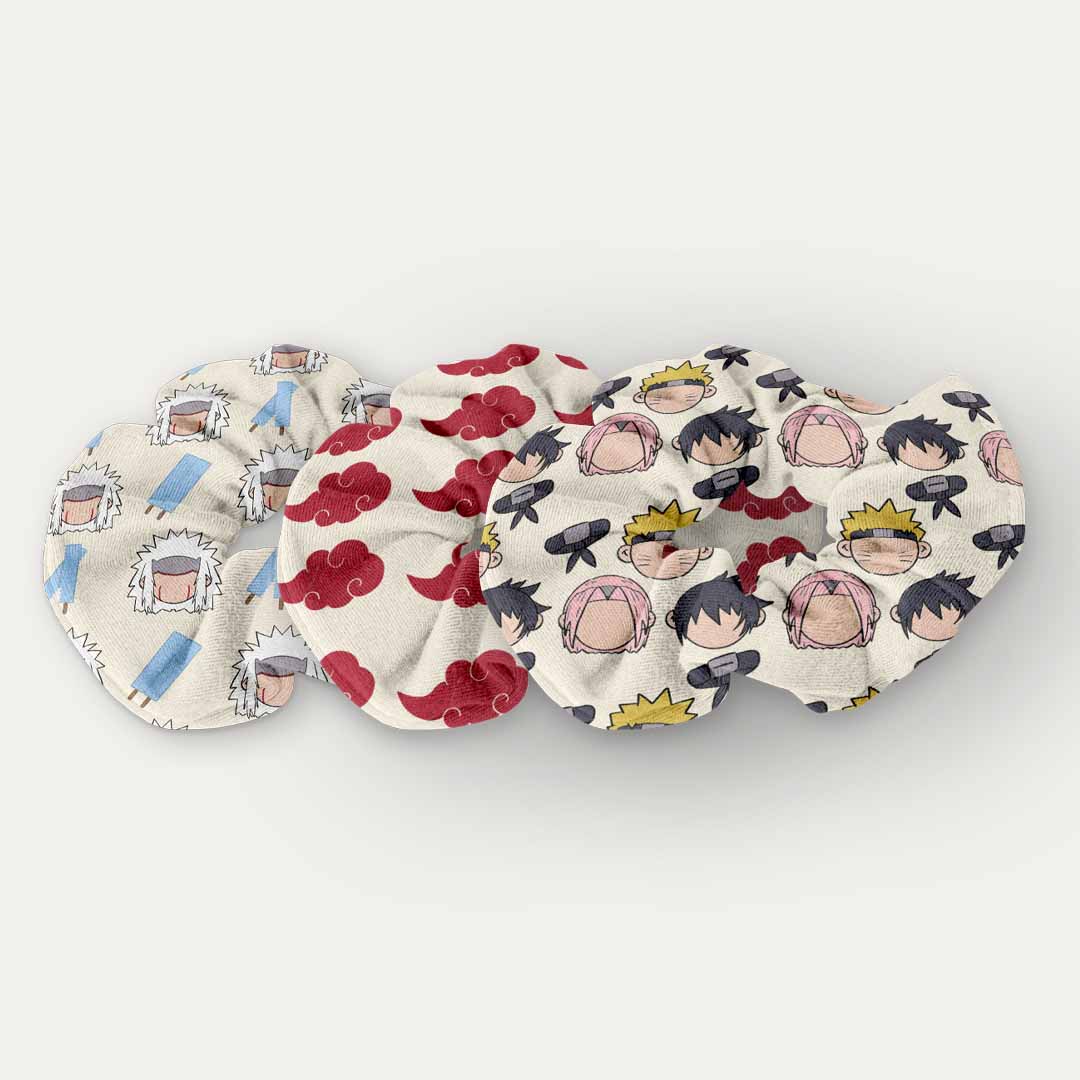 Set de Scrunchies Naruto – Diseño Exclusivo Hotculture® | Pack de 3 Handmade