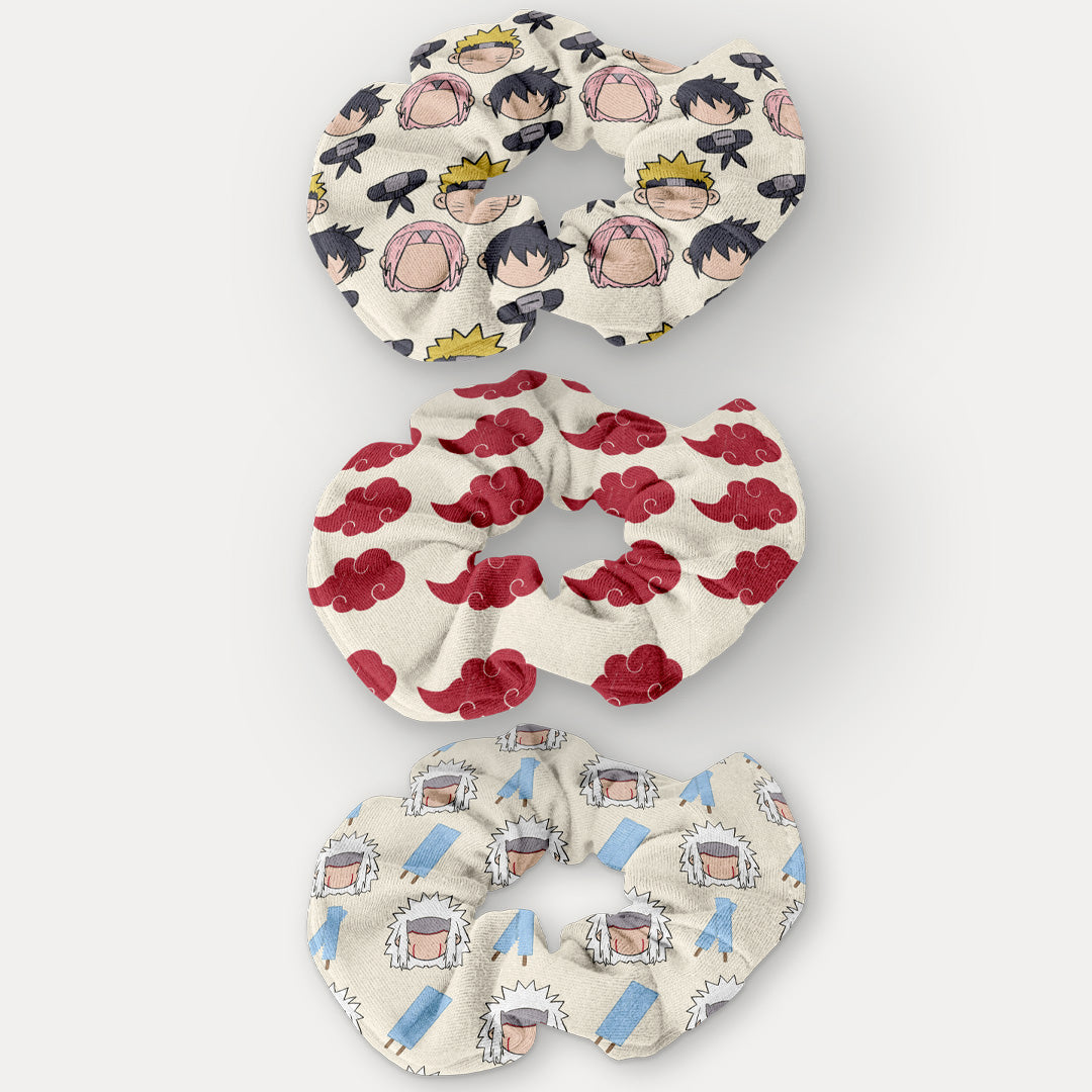 Set de Scrunchies Naruto – Diseño Exclusivo Hotculture® | Pack de 3 Handmade