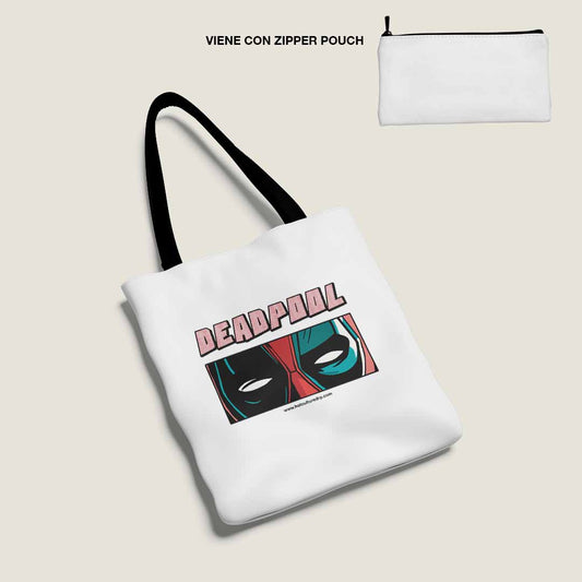 Deadpool Totebag Grande Hotculture® con Zipper Pouch | Tirante de Color | Edición Limitada