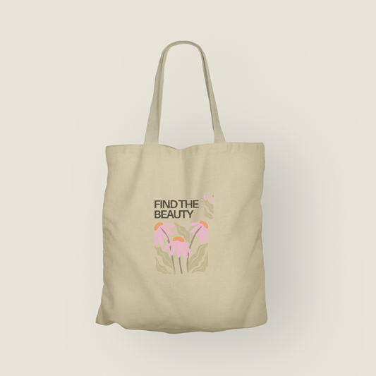 Flower Totebag Clásico de Canvas | Color Crema Natural | Tamaño Estándar | Hotculture®