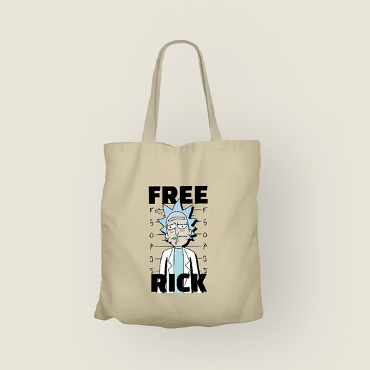 Free Rick | Rick & Morty Totebag Clásico de Canvas | Color Crema Natural | Tamaño Estándar | Hotculture®