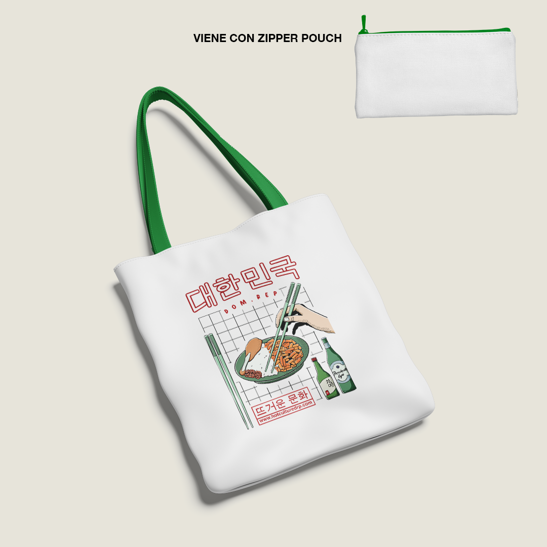 South Korea x RD Totebag Grande Hotculture® con Zipper Pouch | Tirante de Color | Edición Limitada