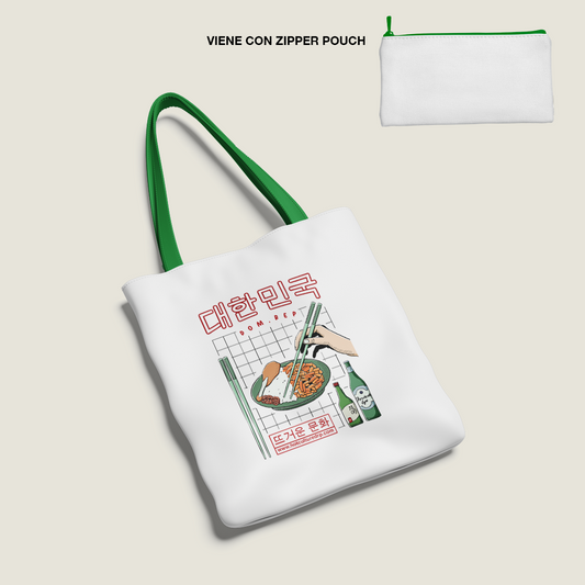 South Korea x RD Totebag Grande Hotculture® con Zipper Pouch | Tirante de Color | Edición Limitada