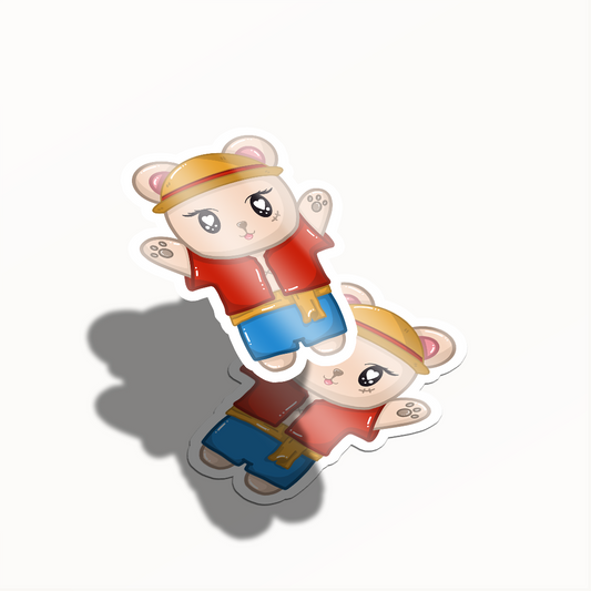 Sticker Luffy Mugibear – Diseño Exclusivo Hotculture® | Vinyl Sticker 3" Water & UV Resistant