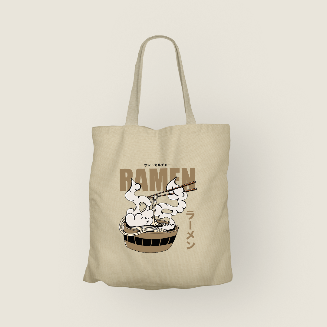 Ramen Totebag Clásico de Canvas | Color Crema Natural | Tamaño Estándar | Hotculture®