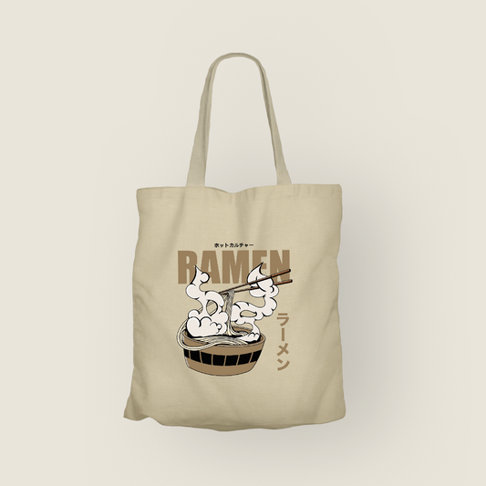 Ramen Totebag Clásico de Canvas | Color Crema Natural | Tamaño Estándar | Hotculture®